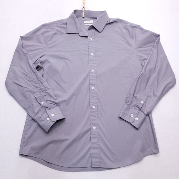 Haggar Classic Fit Casual Button Up Long Sleeve Shirt Adult Mens Size 16.5 Gray - Picture 2 of 10